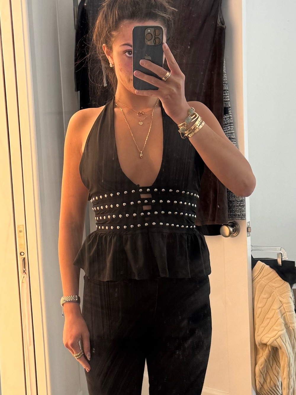 Black edikted embellished halter top size small